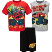 Blaze and the Monster Machines Boys Shirt Tank Top \u0026 Bike Shorts 3-Piece Set, Sizes 10-12